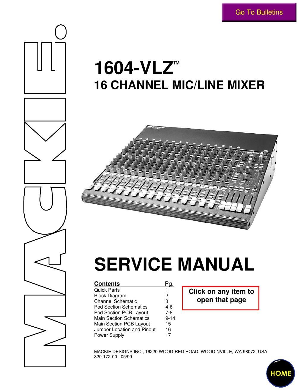 Mackie CR1604 VLZ Service Manual Schematics