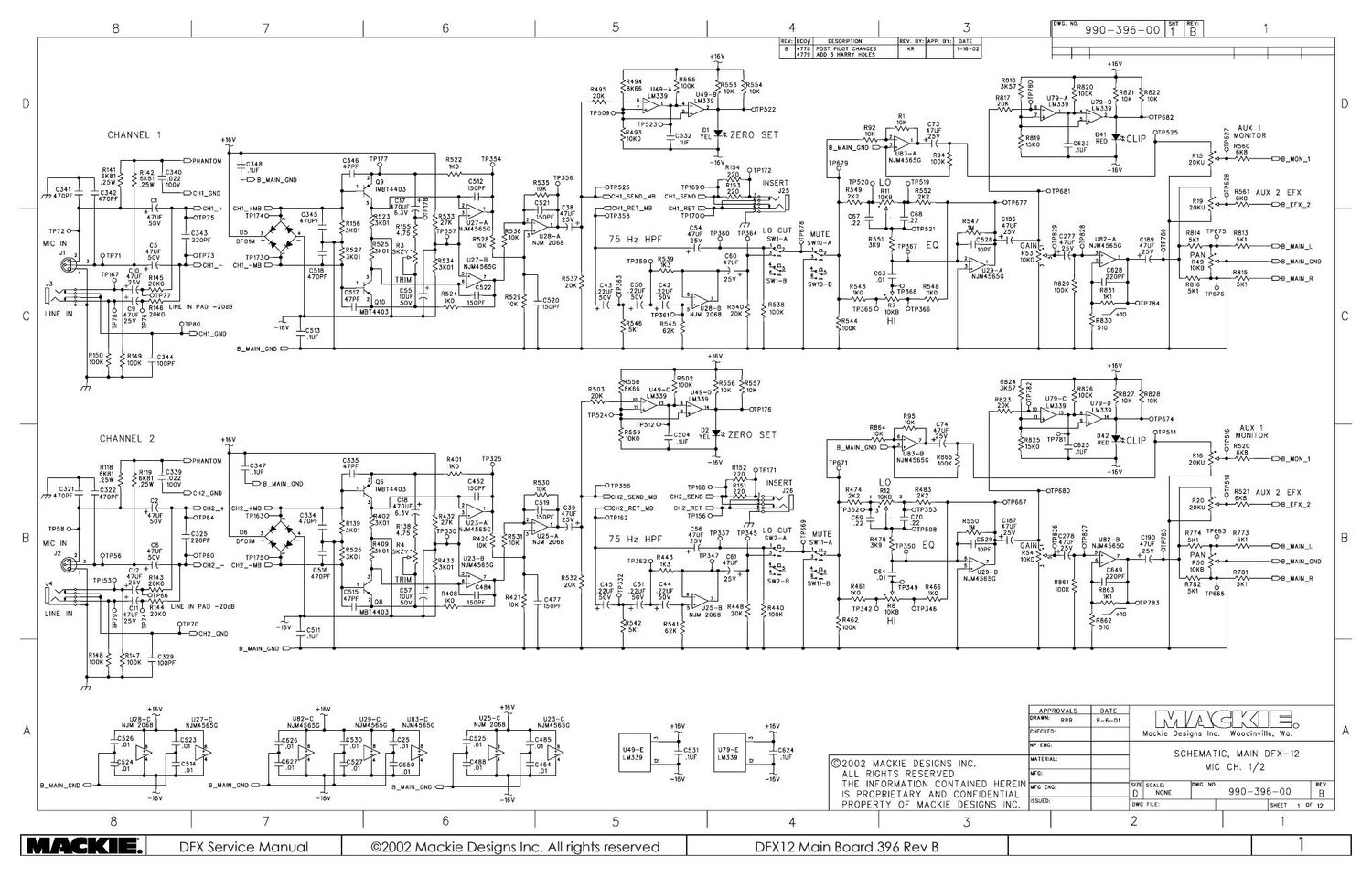 Mackie DFX 12 Channel Schematics
