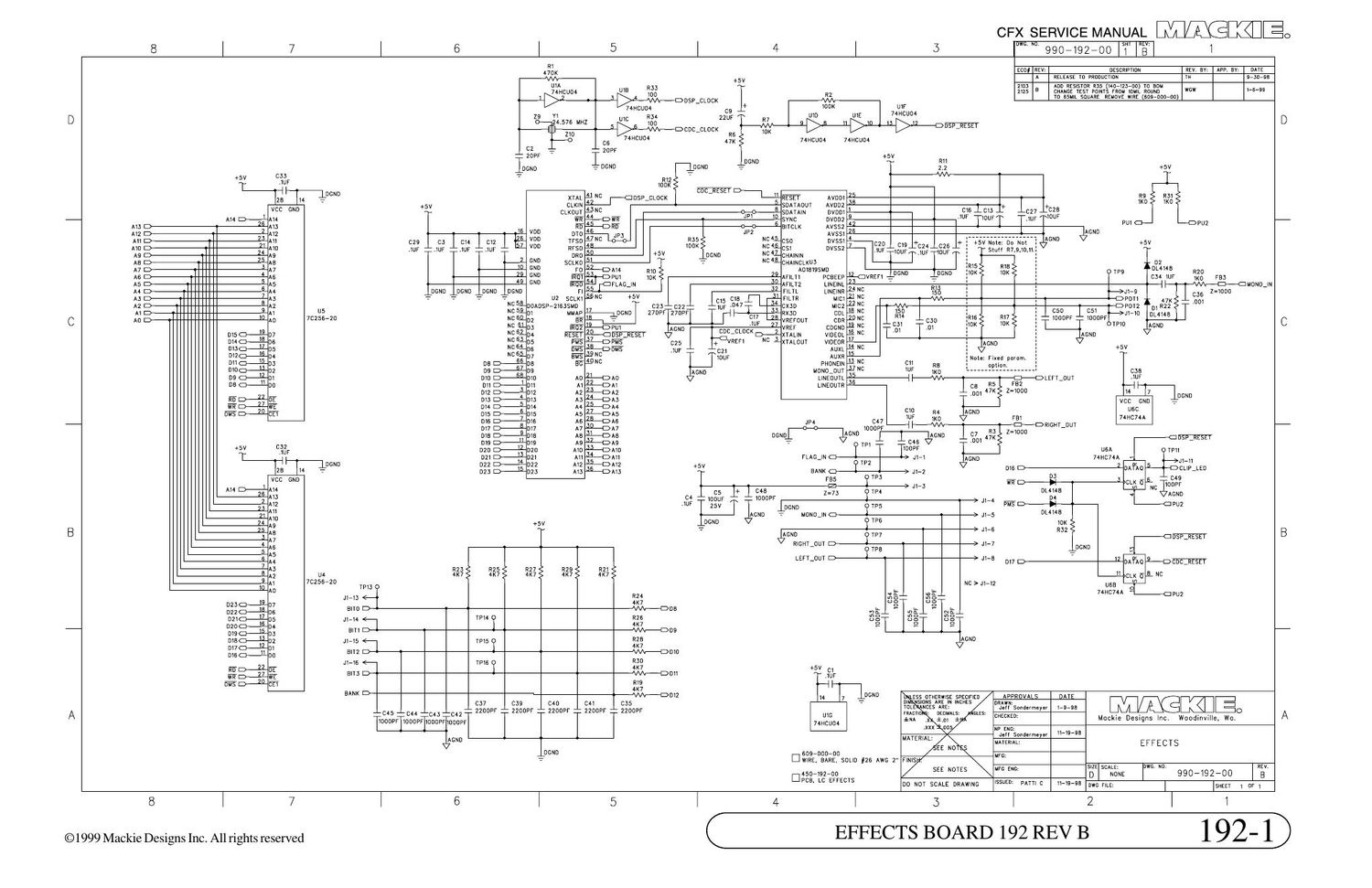 Mackie Effects Board 192 Rev B Schematic