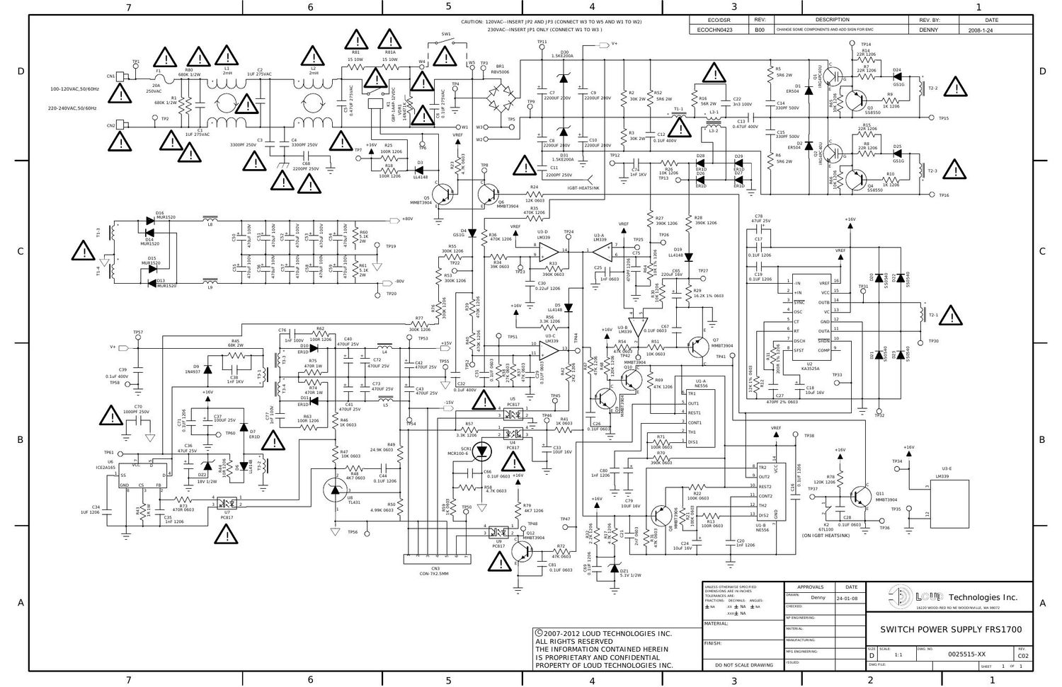 Mackie FRS1700 Power Supply Schematic