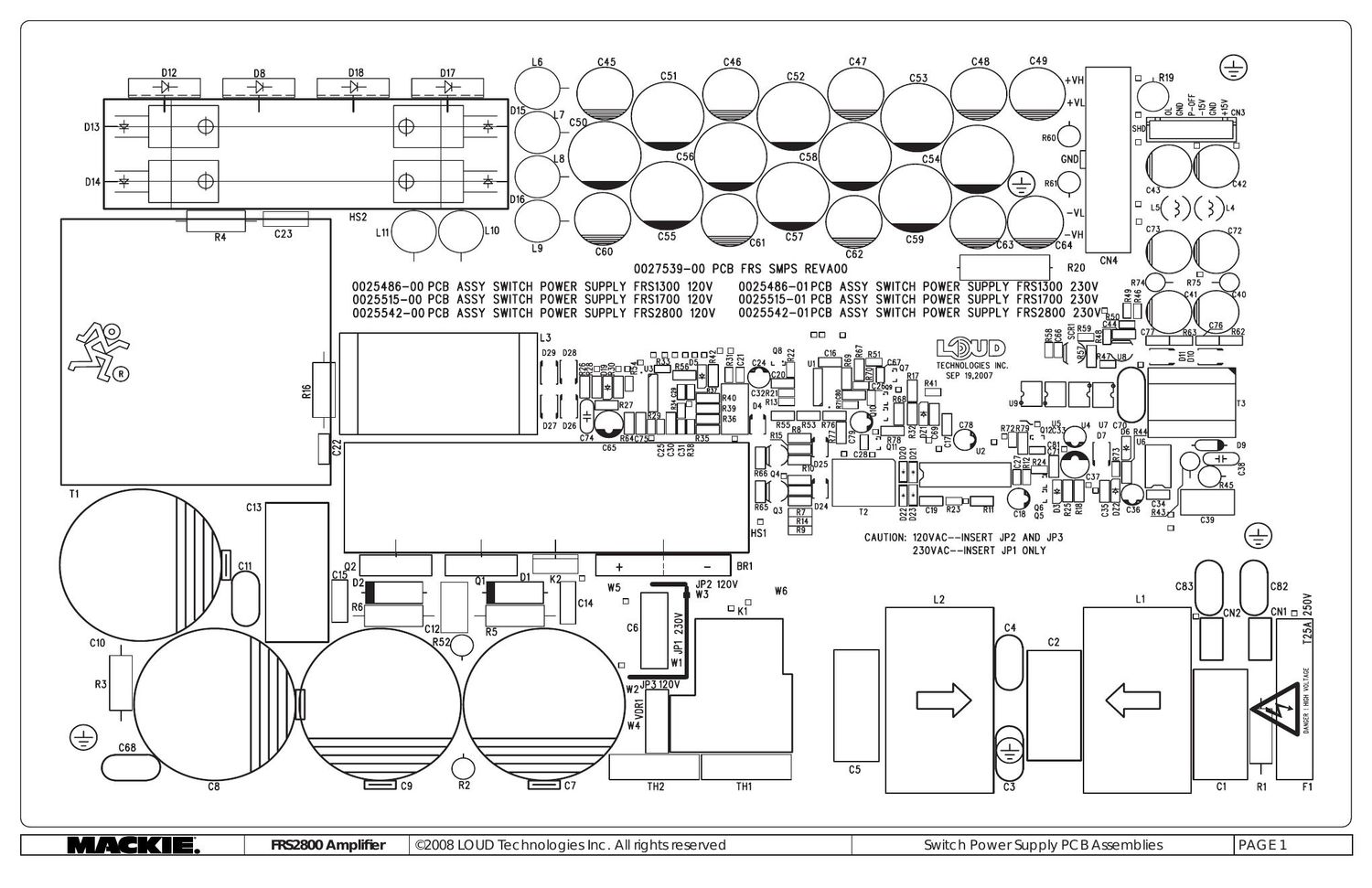 Mackie FRS2800 Power Supply Schematics Layouts