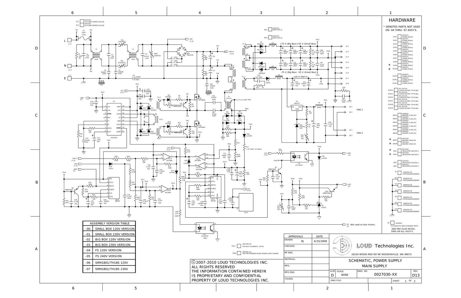 Mackie HD1501 Power Supply Rev D Schematics