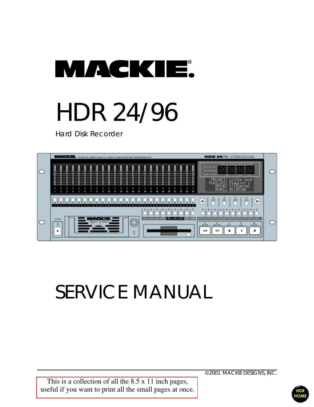 Mackie HDR24 96 Service Manual
