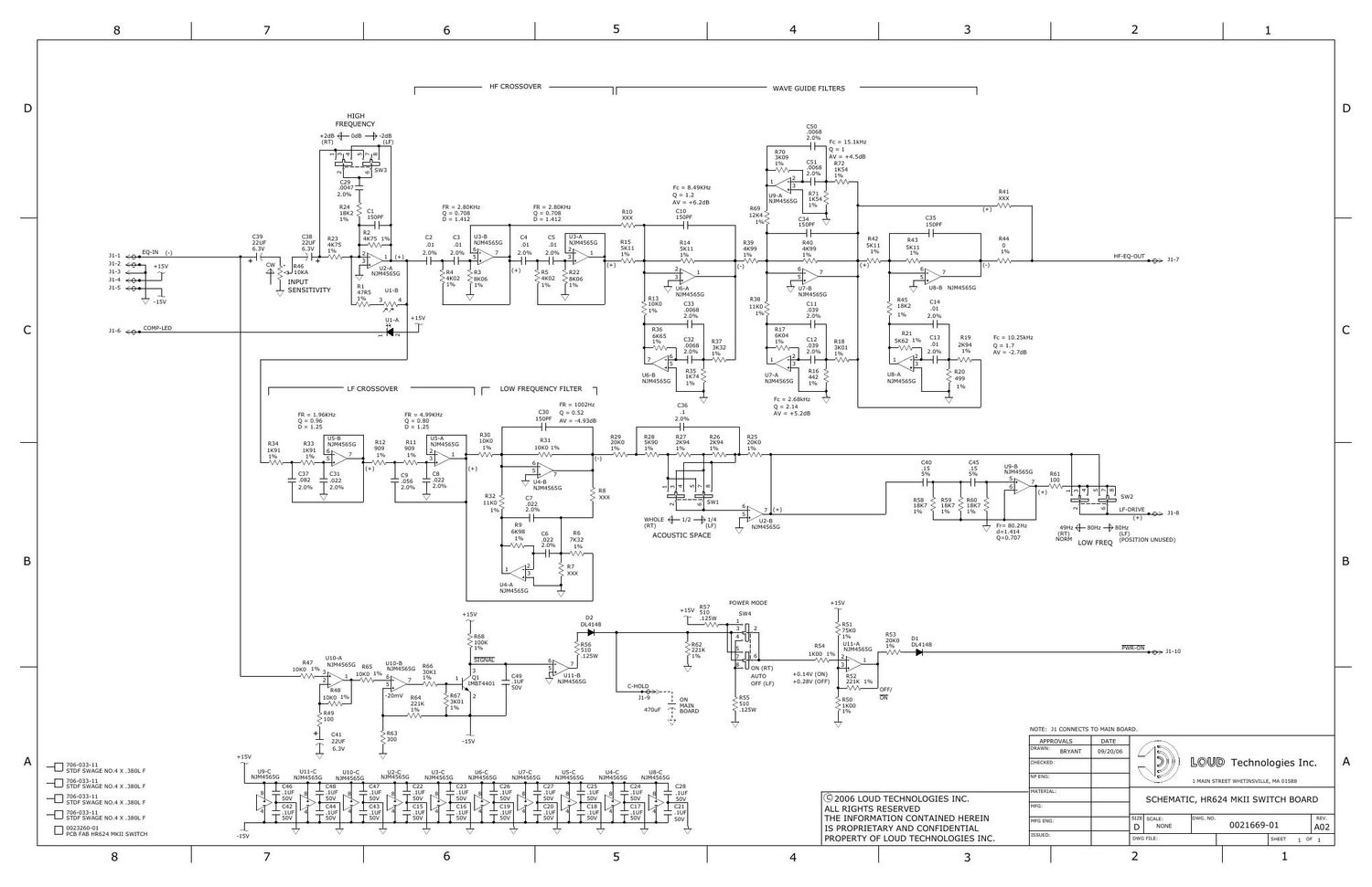 Mackie HR624 MKII Filter Schematic