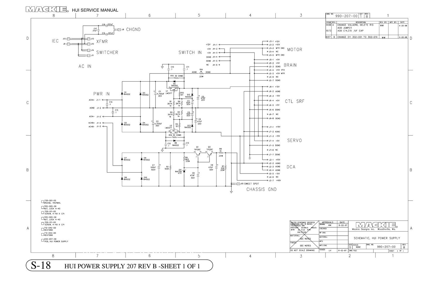 Mackie HUI Input PS CPU Schematics