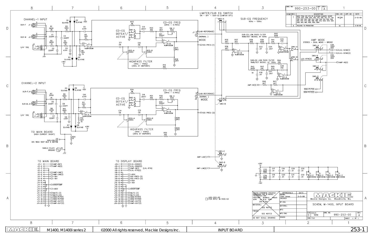 Mackie M1400V2 input 253a