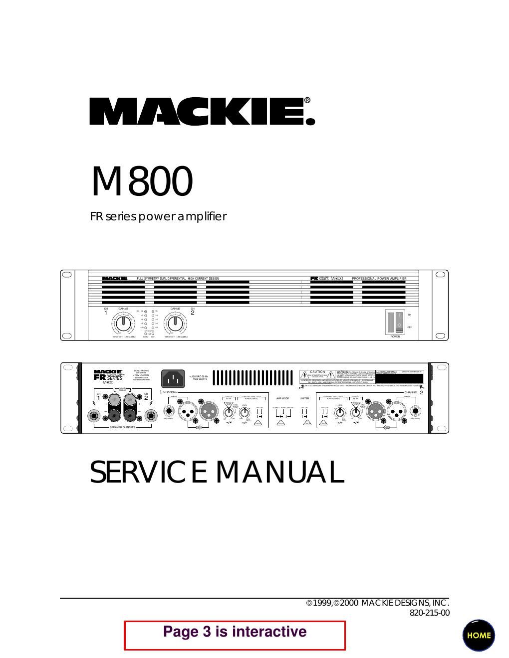 Mackie M800 Service Manual