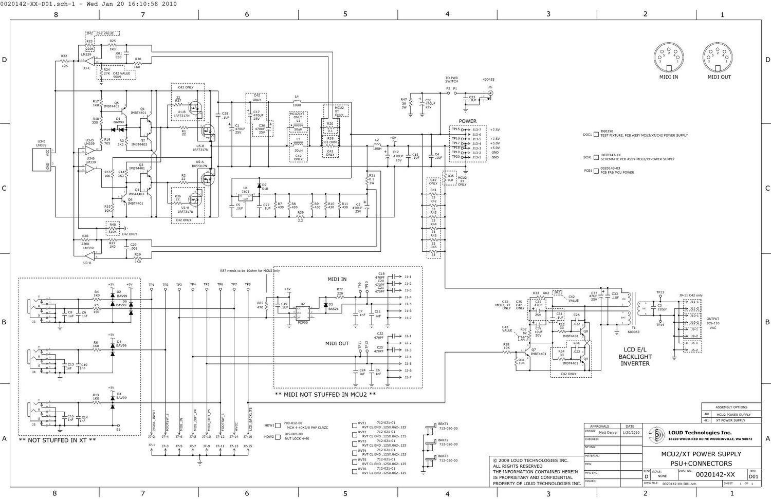 Mackie MCU2 XT Power Supply Schematic