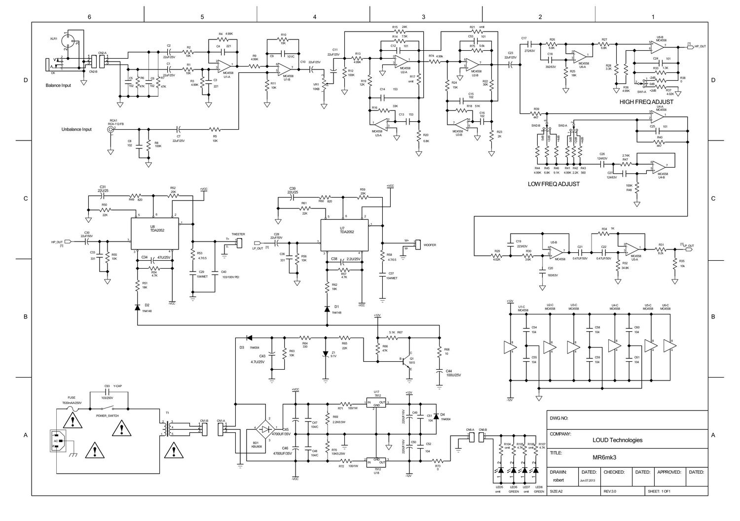 Mackie MR6 mk3 Schematics