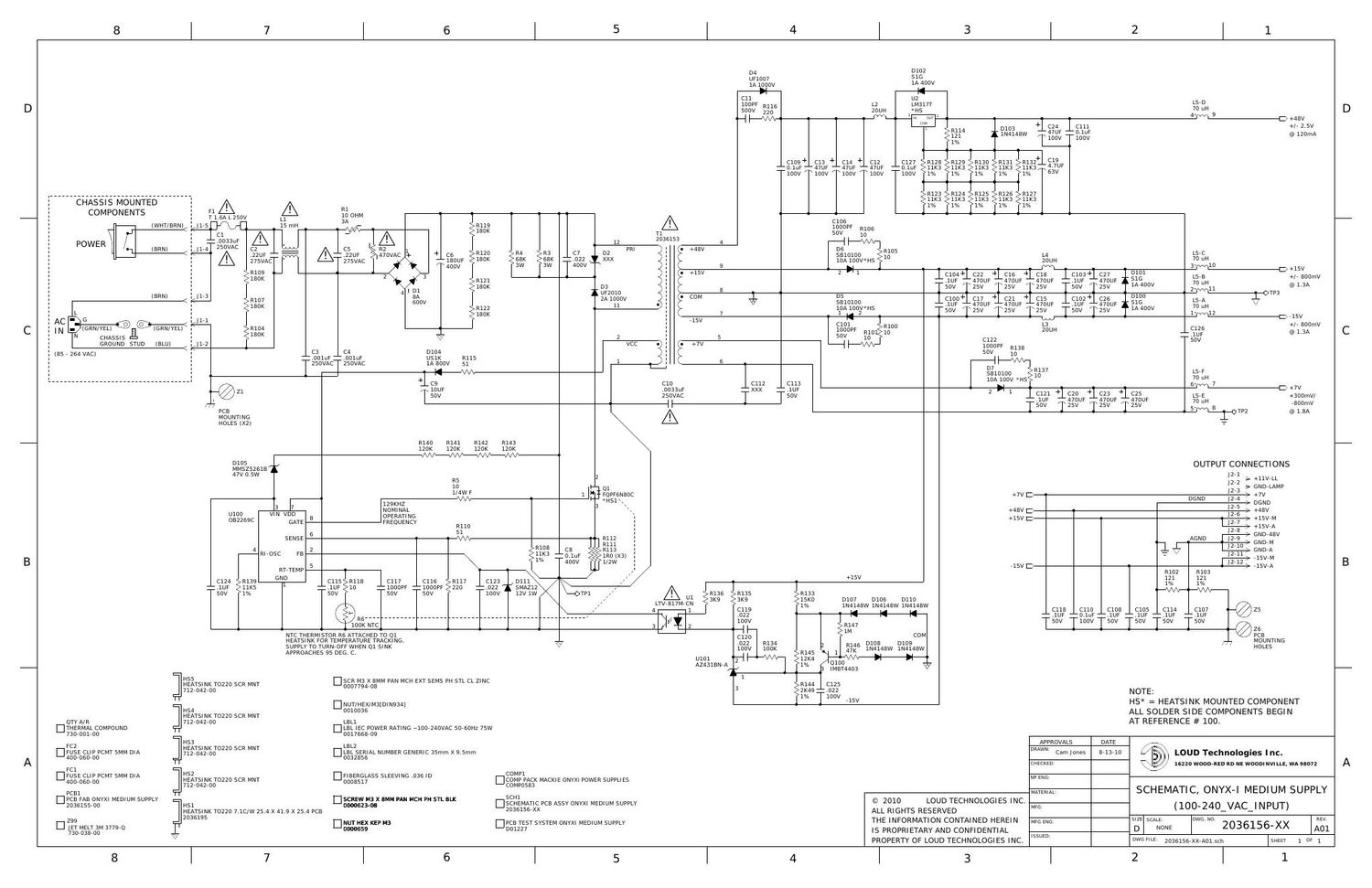 Mackie Linear Power Supply Onyx I ProFX Schematic