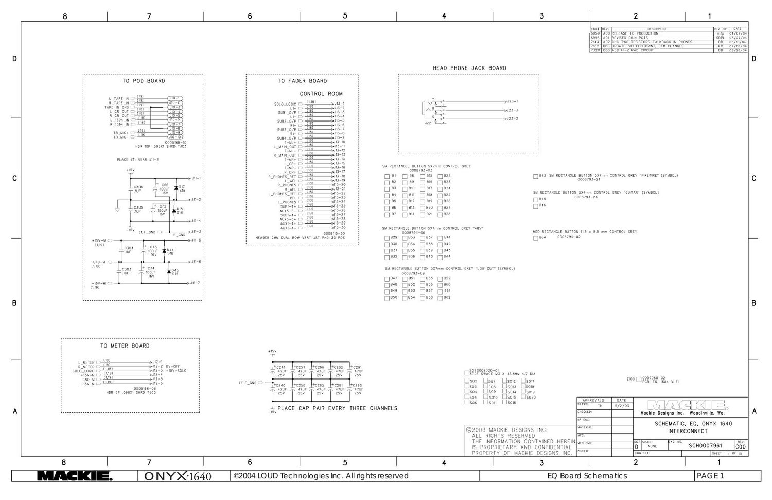 Mackie Onyx 1640 EQ Schematics