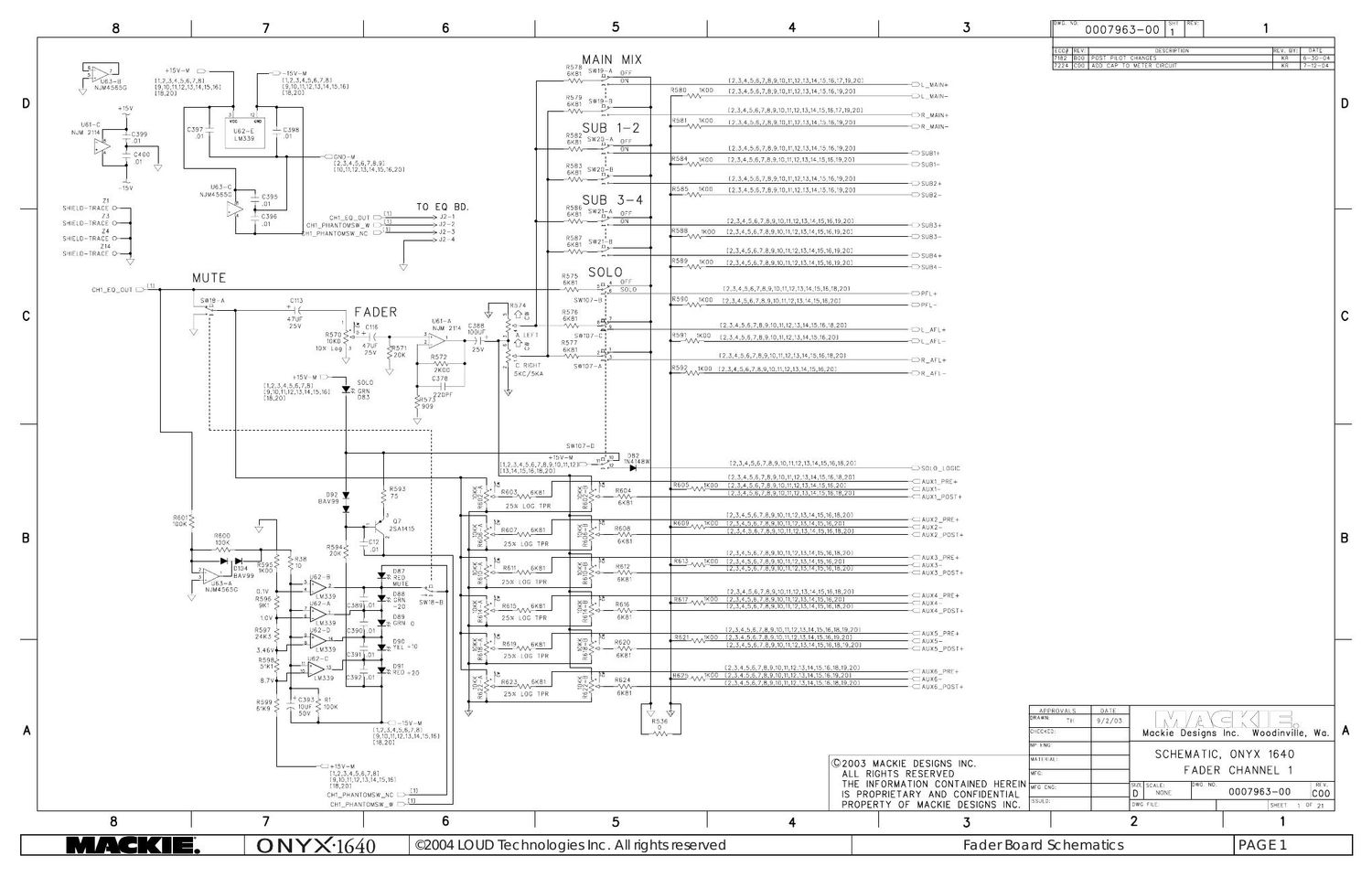 Mackie Onyx 1640 Main Input Schematics