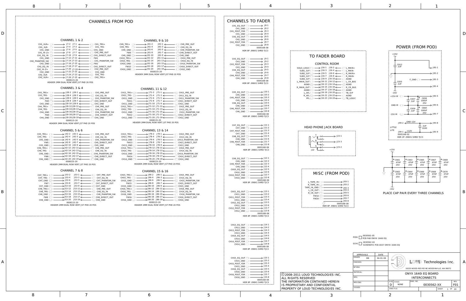 Mackie Onyx 1640i Main Schematics