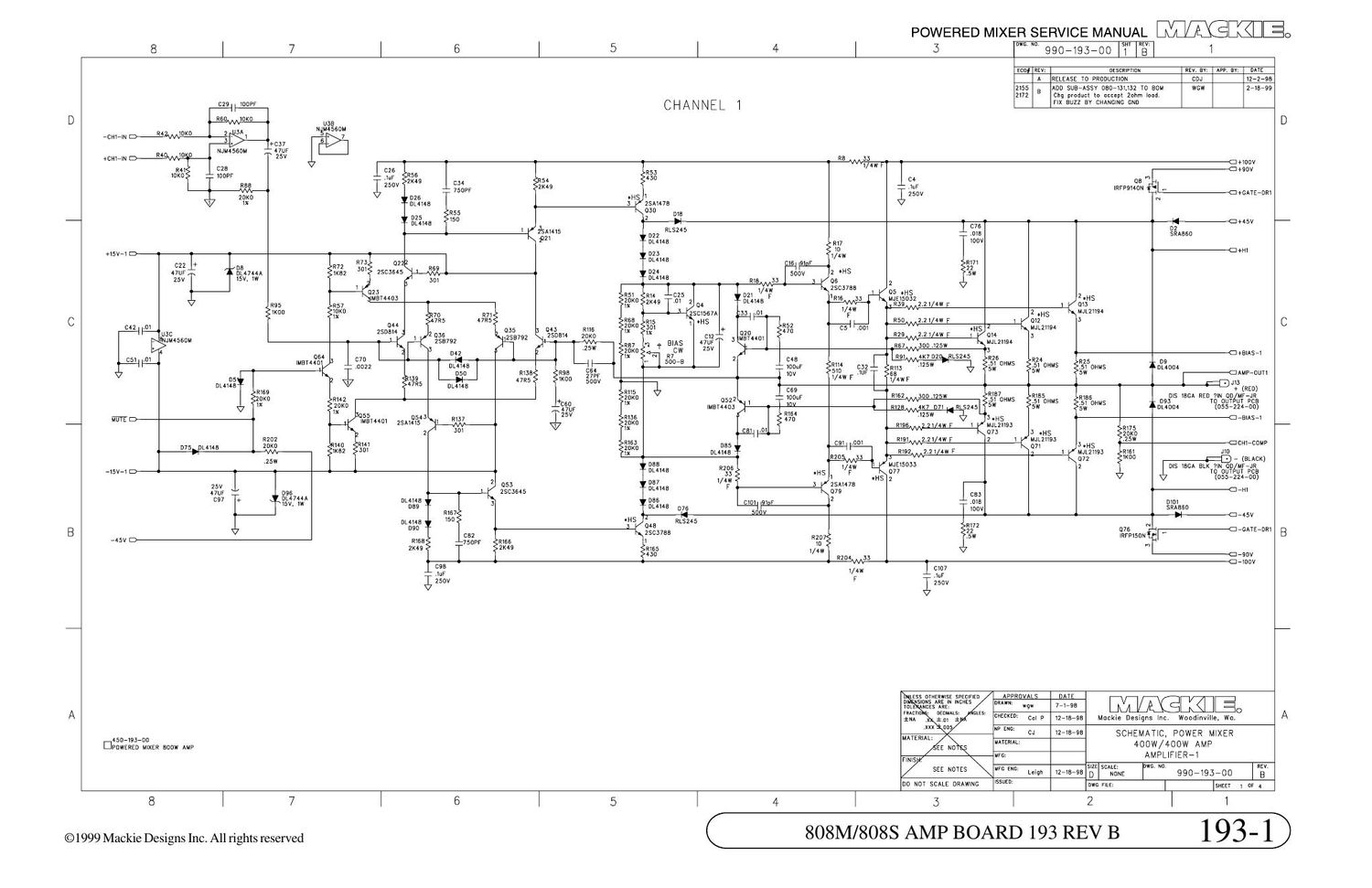 Mackie PPM808M 808S Power Amp Schematics