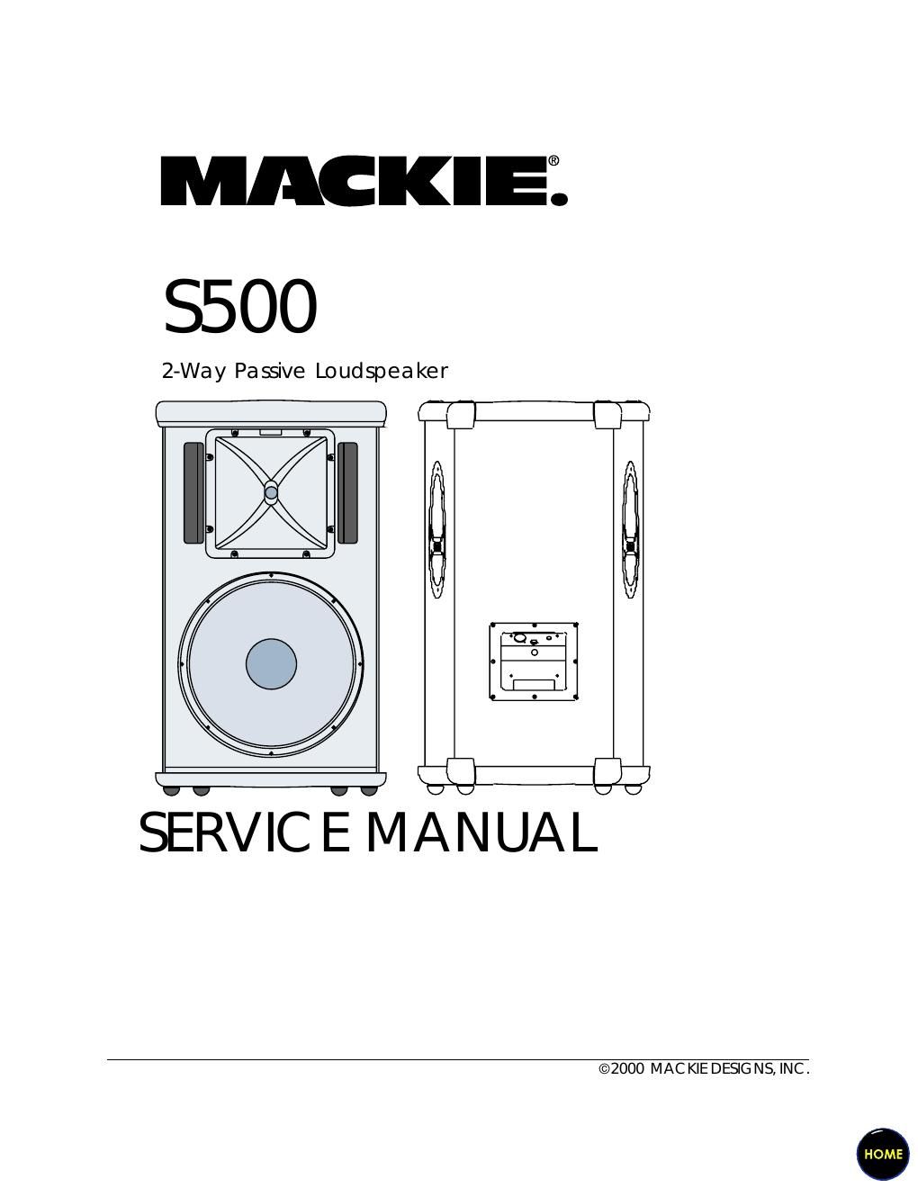 Mackie S500 Passive Speaker Service Manual