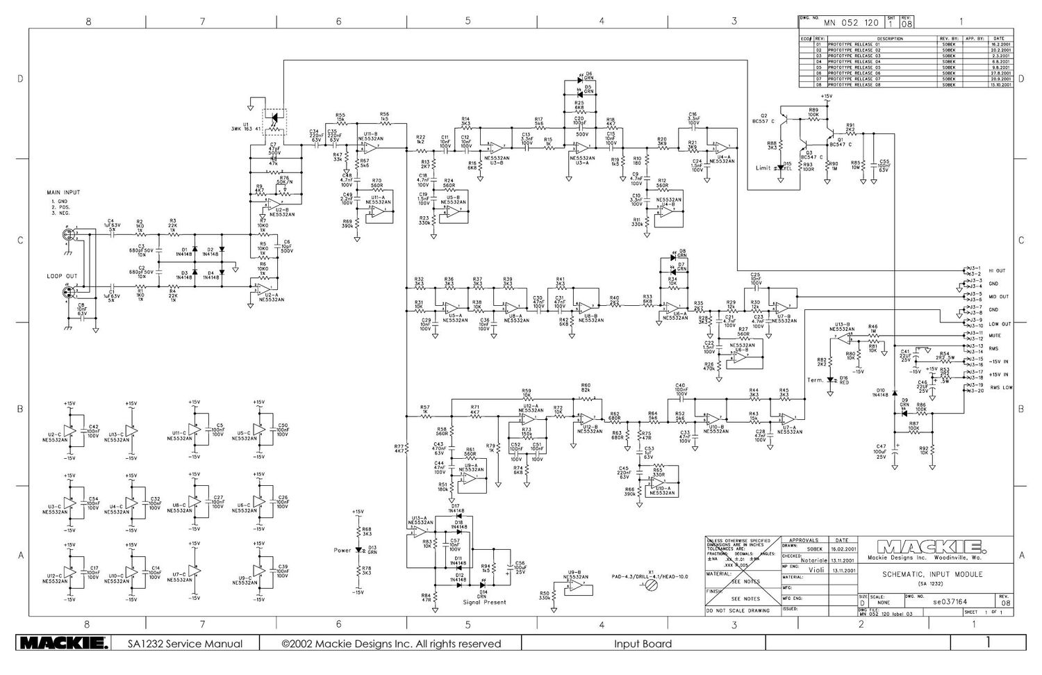 Mackie SA1232 Input Module Schematic