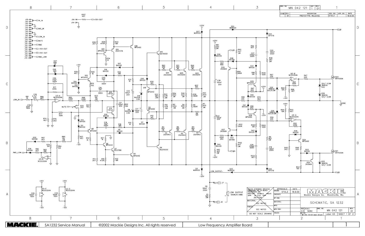 Mackie SA1232 Low Frequency Power Amp Schematics