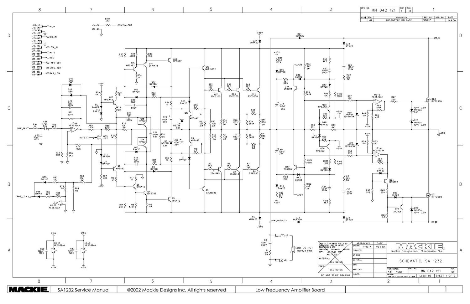 Mackie SA1232 Low Frequency Power Amp Schematics