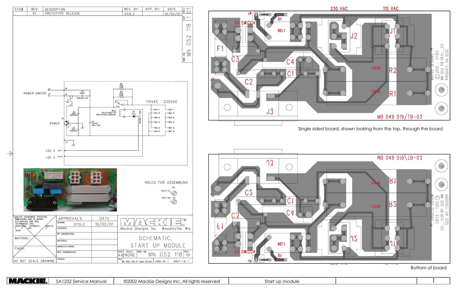mackie SA1232 AC Input PCB Assembly Schematics and Layout