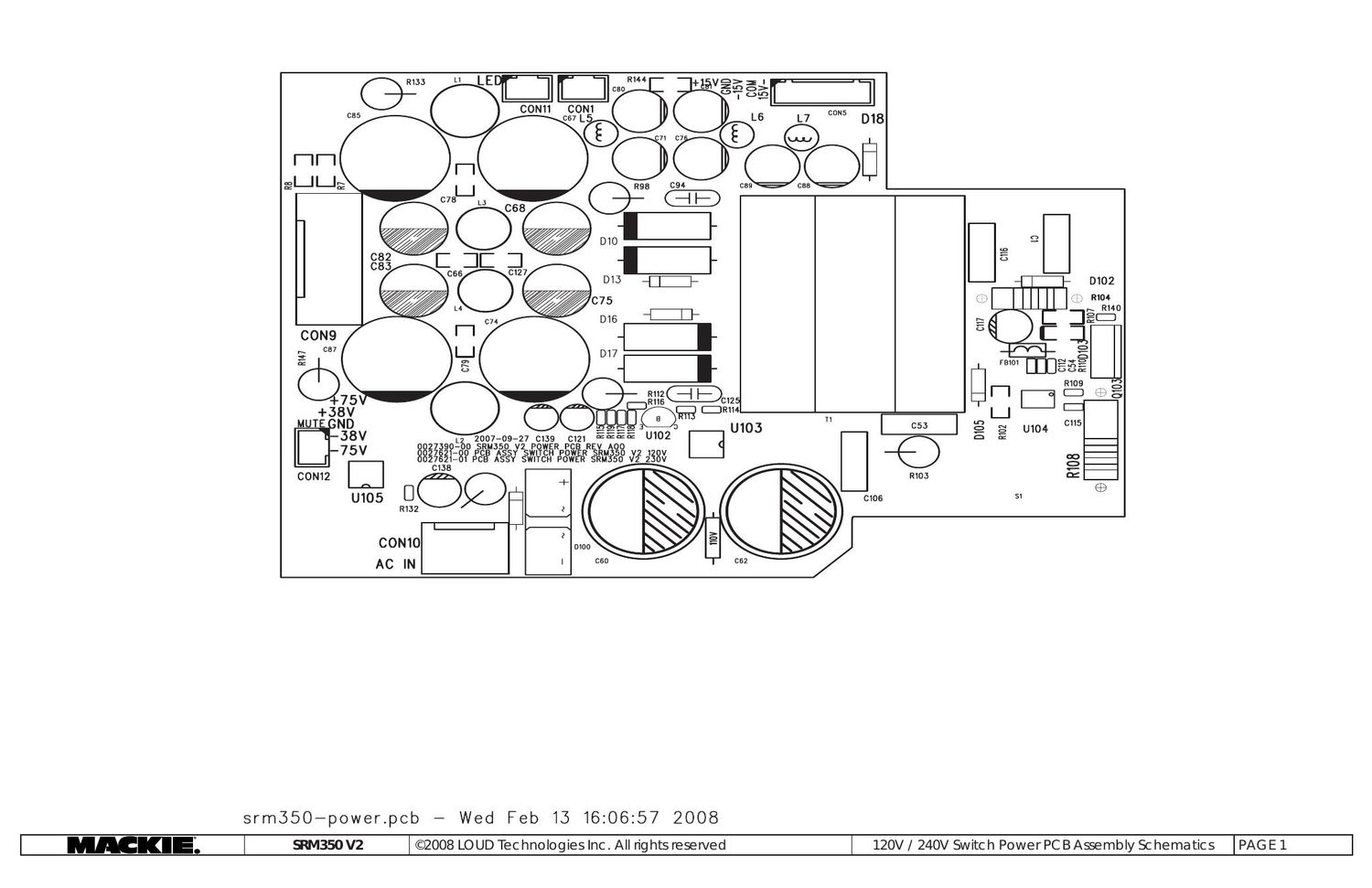 Mackie SRM350 V2 Power Supply Schematics