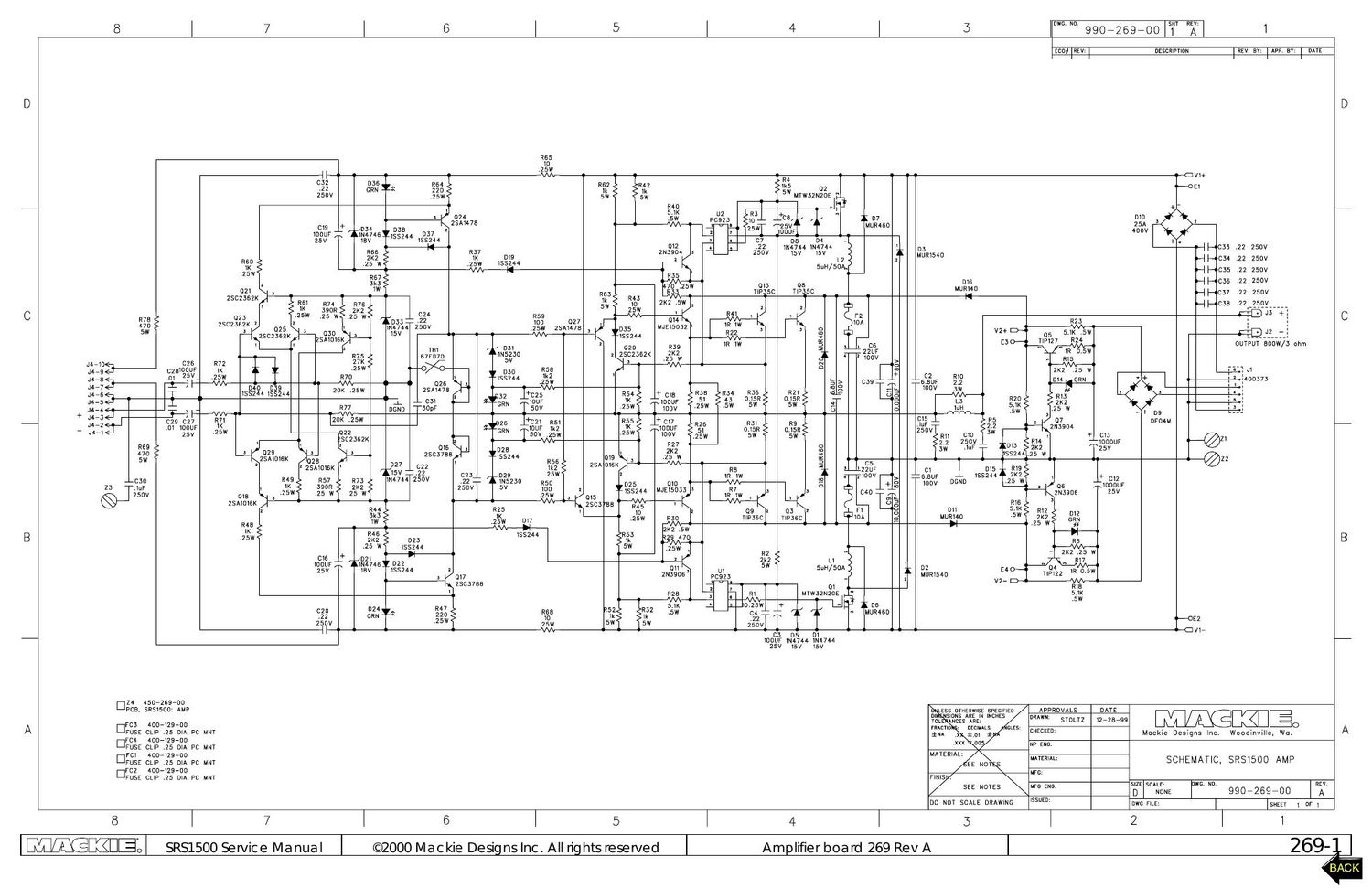 Mackie SRS1500 Service Manual