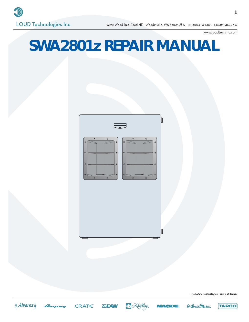 Mackie SWA2801z Repair Manual