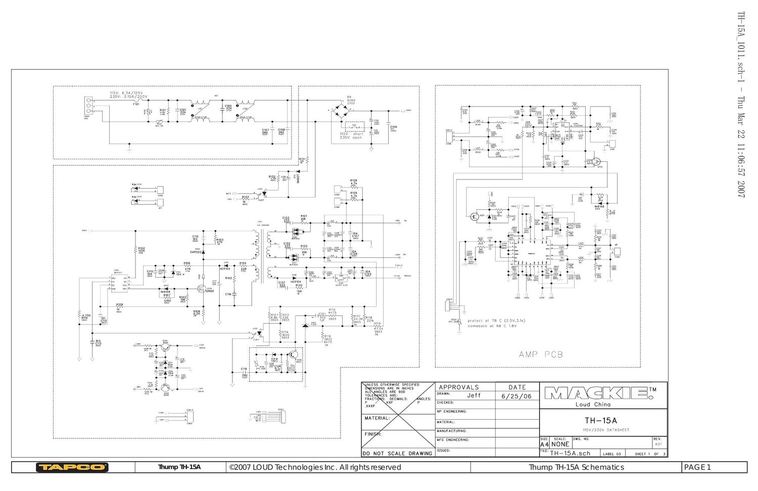 Mackie TH 15A Thump Schematics