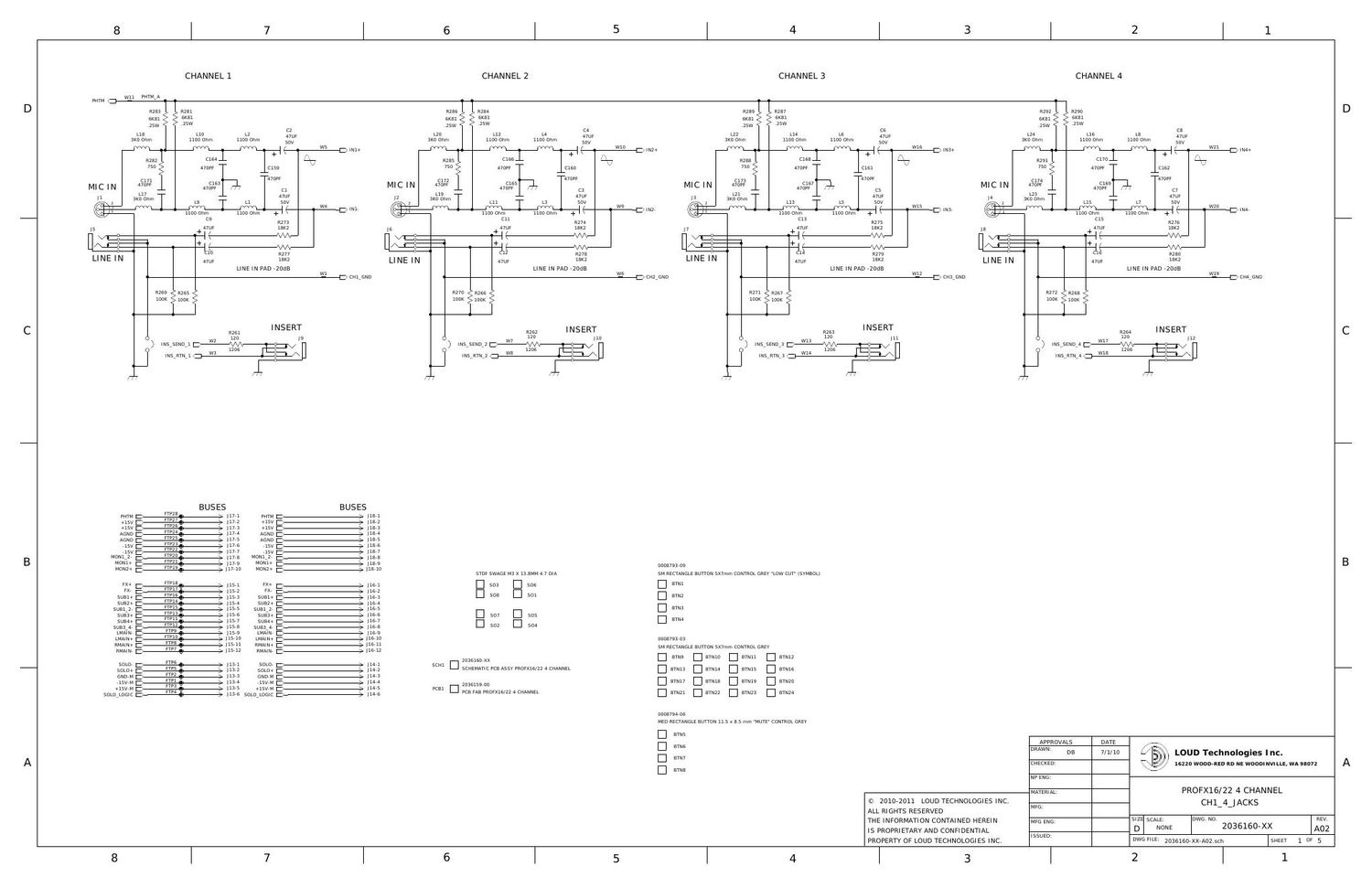 Mackie ProFX16 ProFX22 4 Channel Schematics