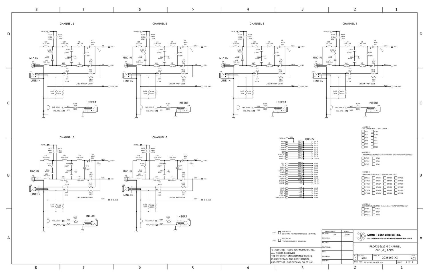 Mackie ProFX16 ProFX22 6 Channel Schematics