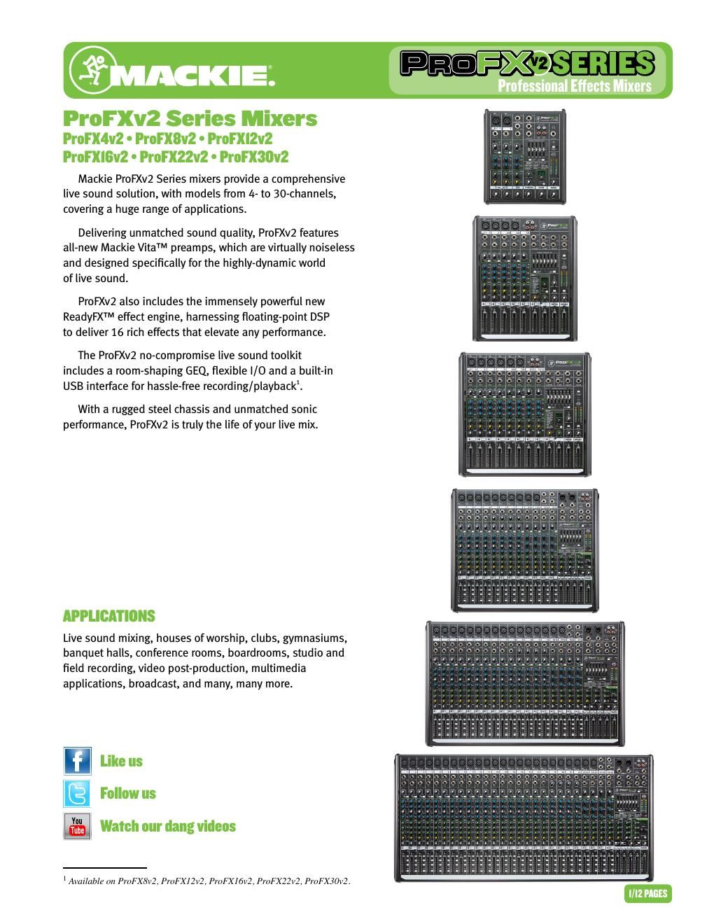 mackie profx4v2 8v2 12v2 16v2 22v2 30v2 ss