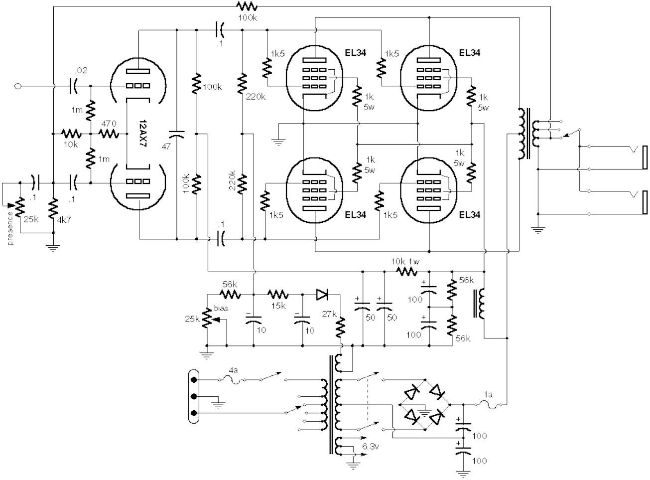 Marshall 100W Schematic