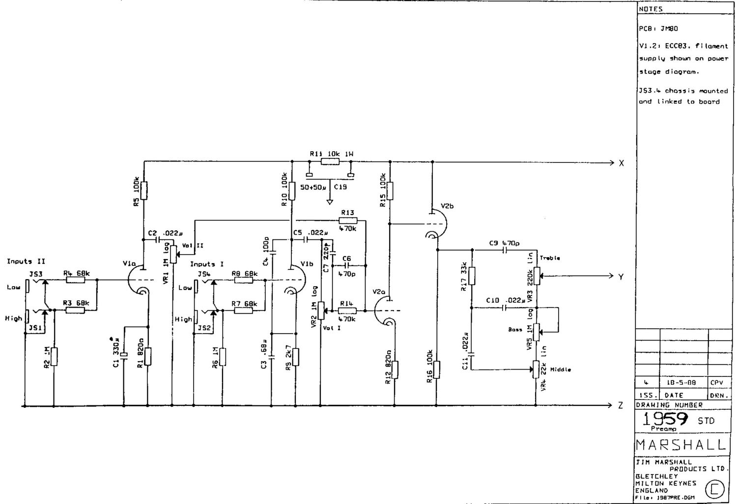 Marshall 1959 Preamp Schematic