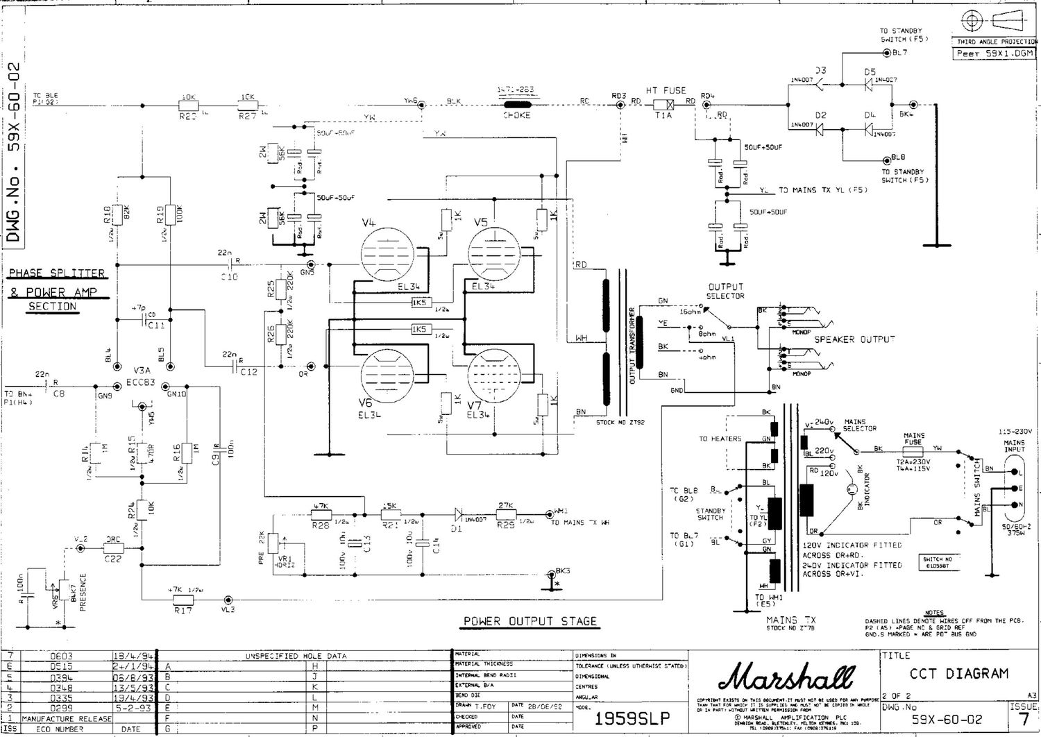 Marshall 1959 SLP 2 Reissue Schematic