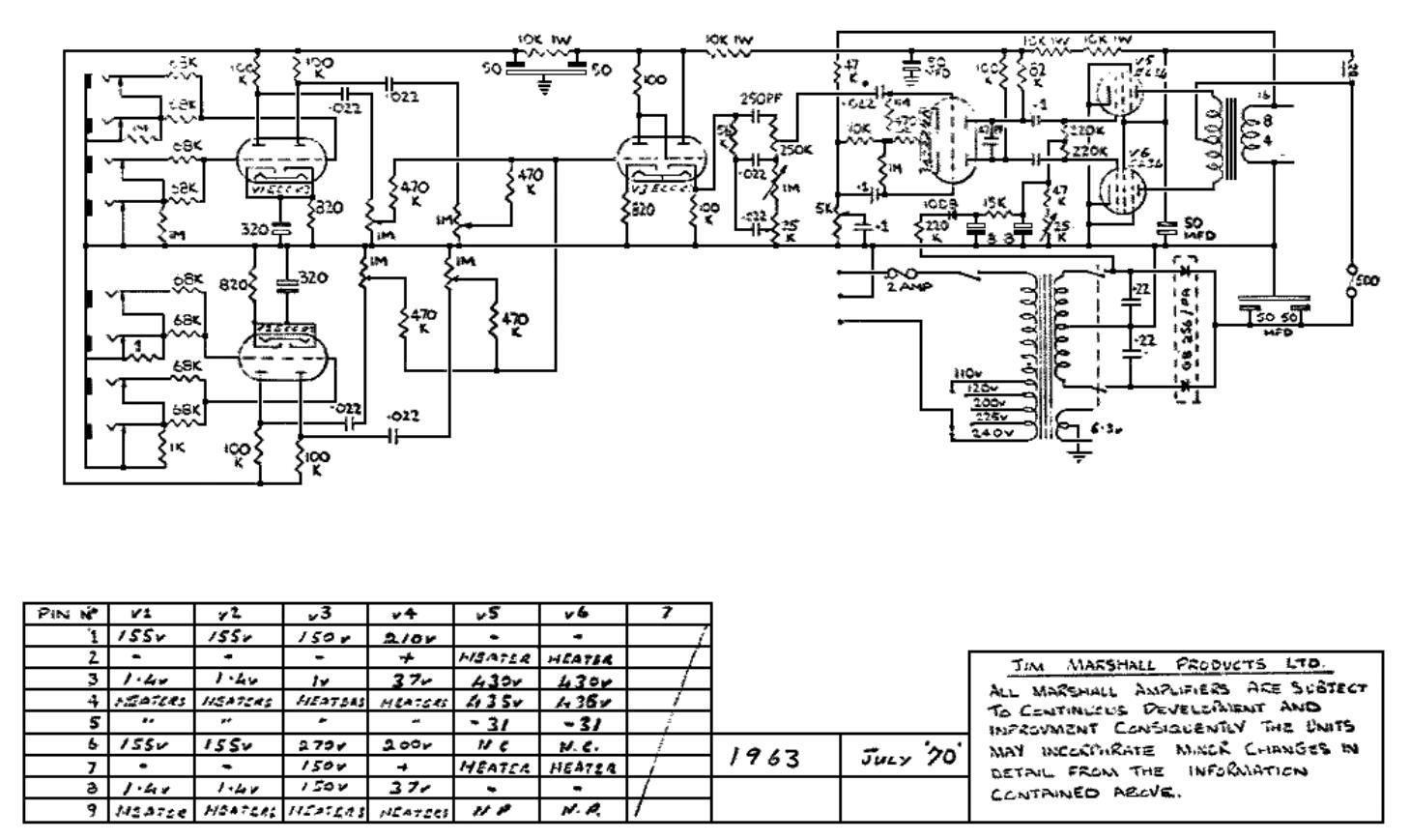 Marshall 1963 70 Schematic