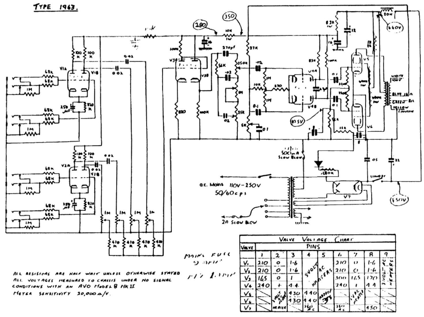 Marshall 1963 PA 45w Schematic Diagram