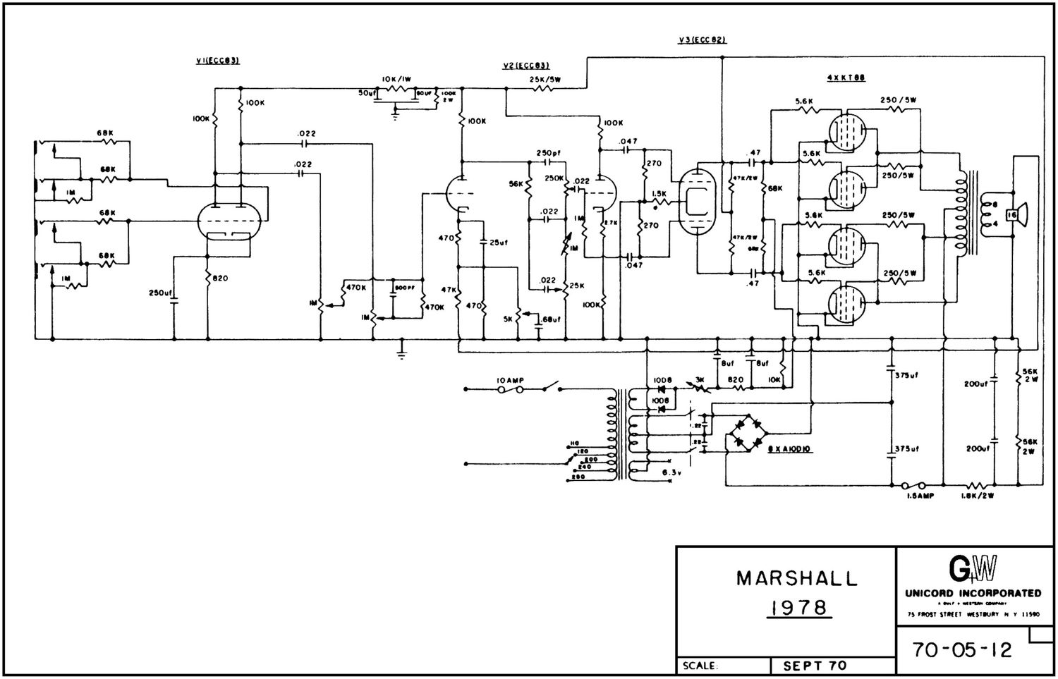 Marshall 1978 200 Watt Schematic
