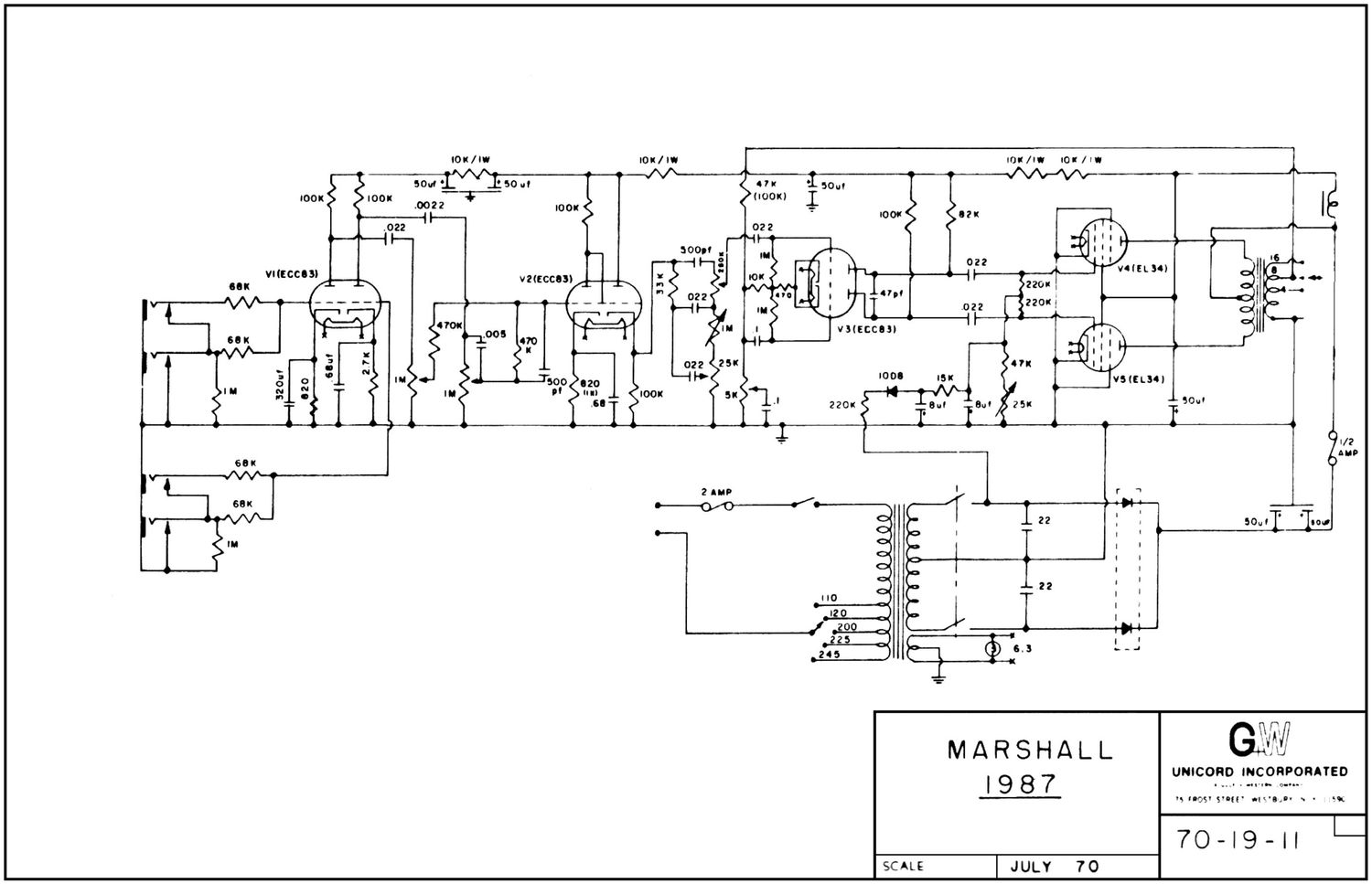 Marshall 1987 50W Schematic