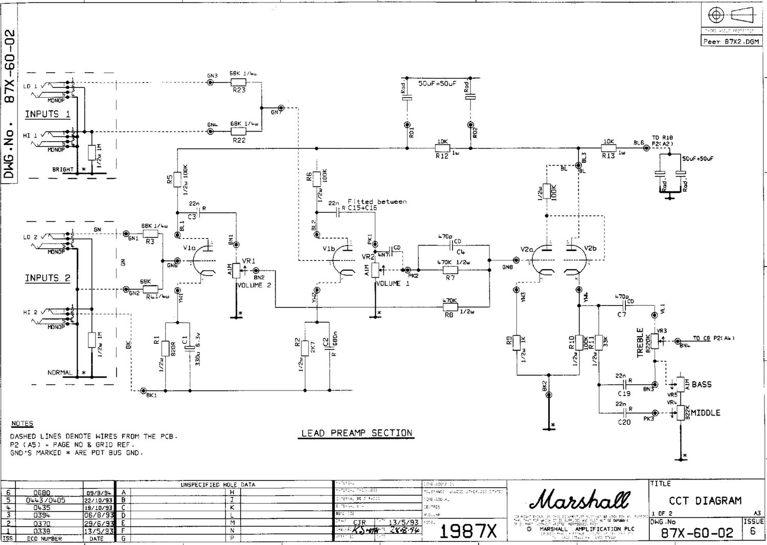 Marshall 1987X Reissue Schematic