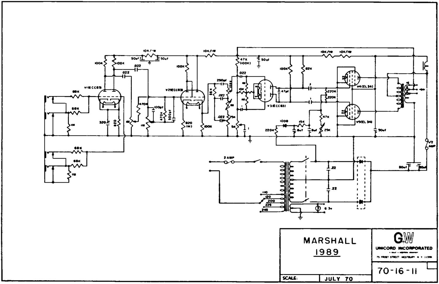 Marshall 1989 50W Organ Schematic