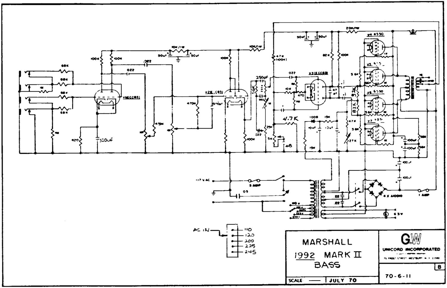 Marshall 1992 Mk2 Bass Schematic
