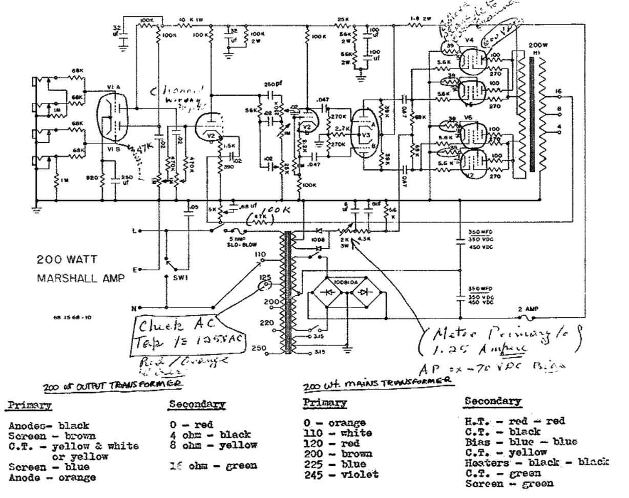 Marshall 200w Schematic