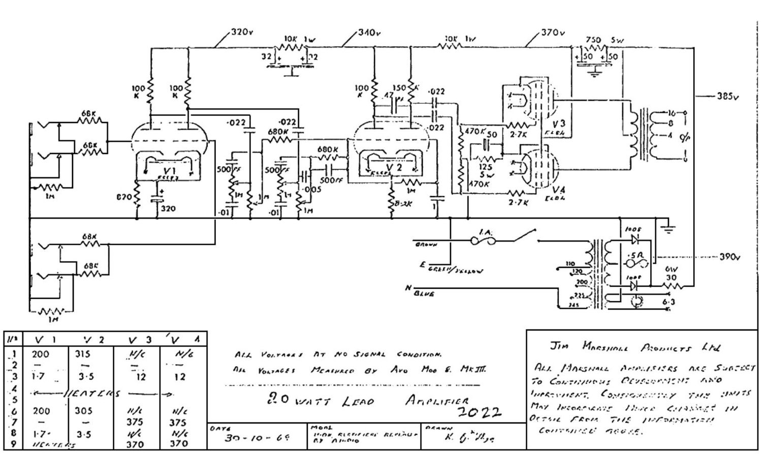 Marshall 2022 T Lead 20w Schematic