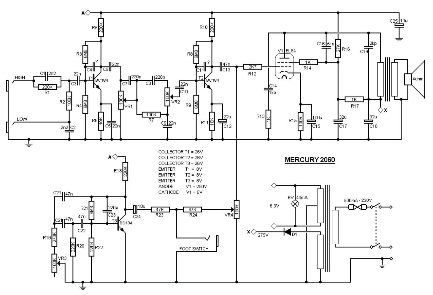 Marshall 2060 Mercury Schematic