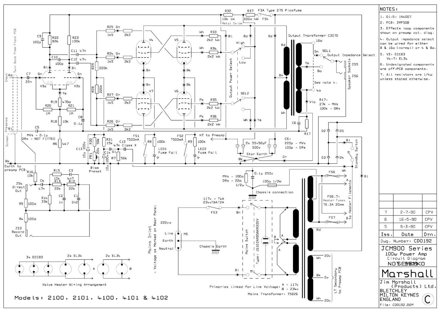 Marshall 2100 2101 4100 4101 4102 Schematic