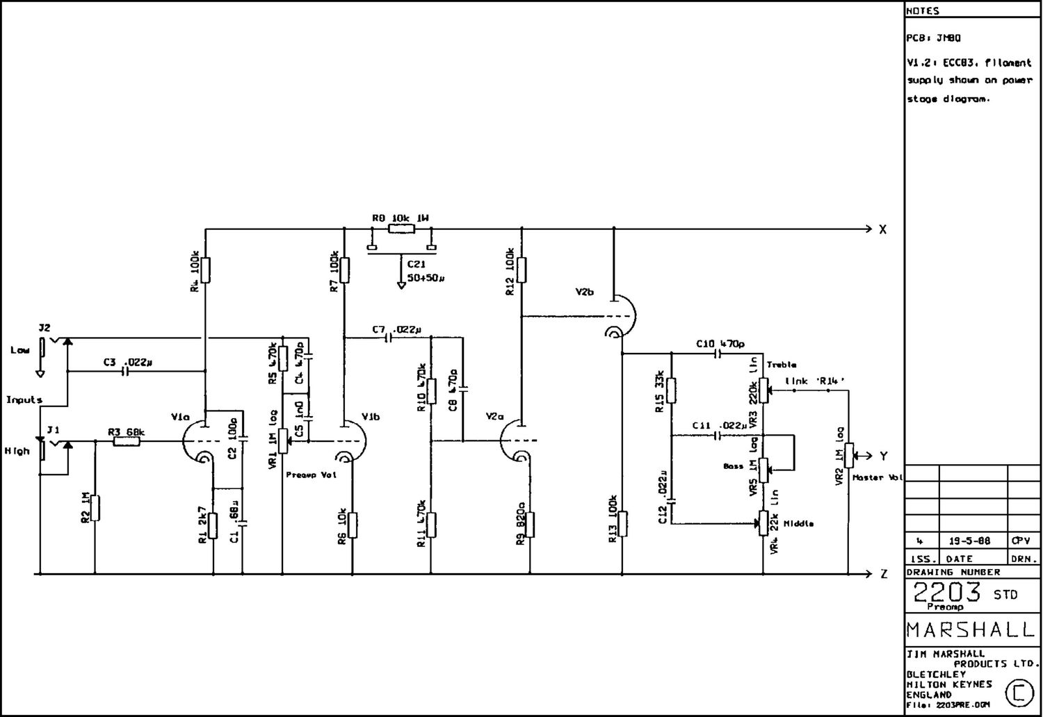 Marshall 2203 Pream Schematic