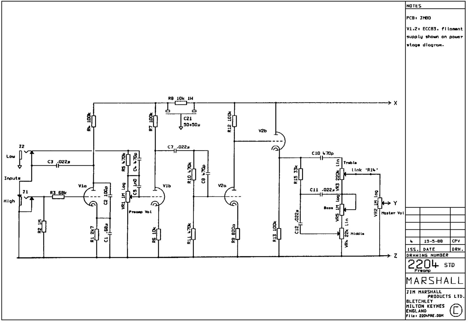 Marshall 2204 Preamp Schematic