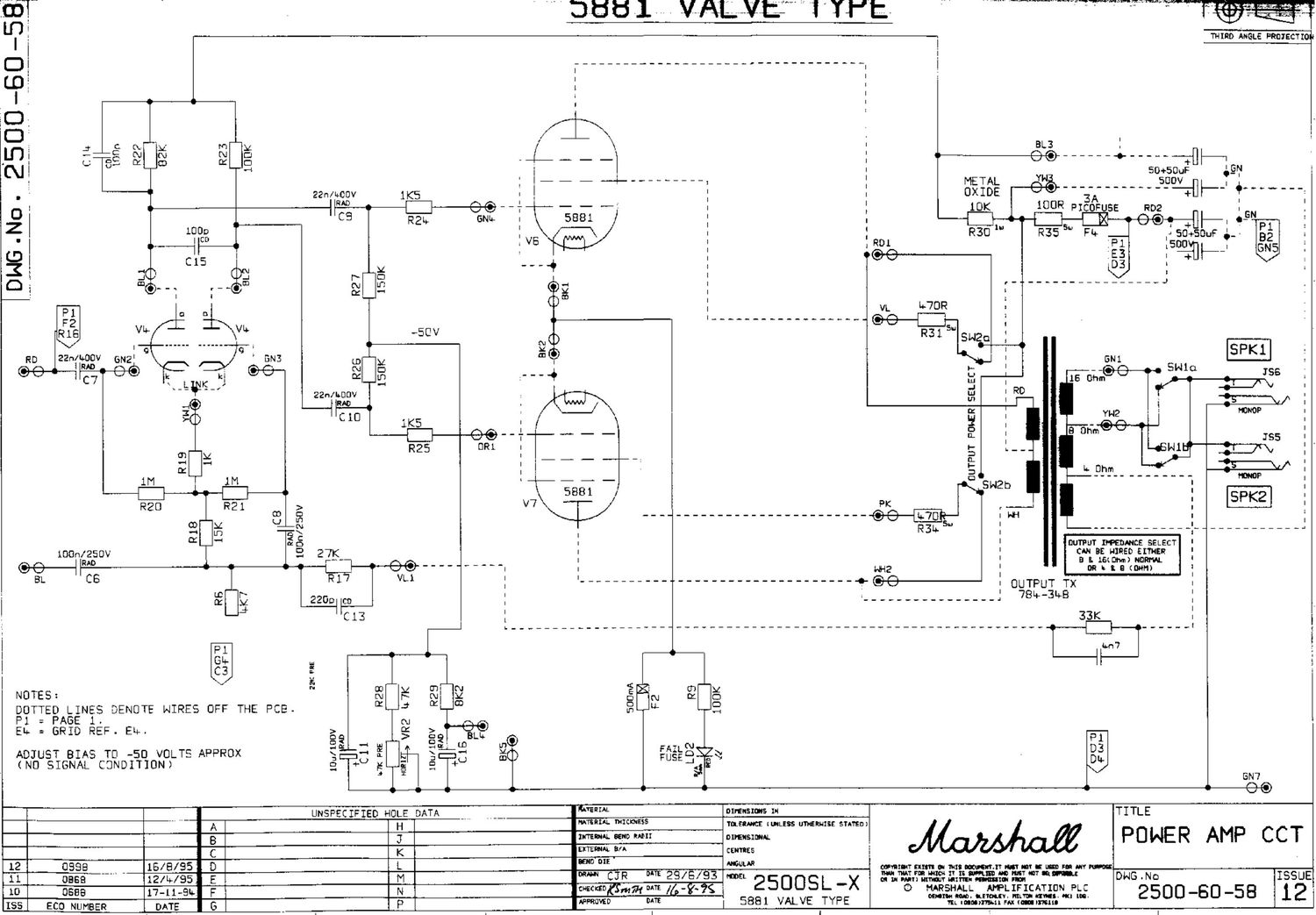 Marshall 2500SL X 5881 2500 60 58 Issue 12 Schematic