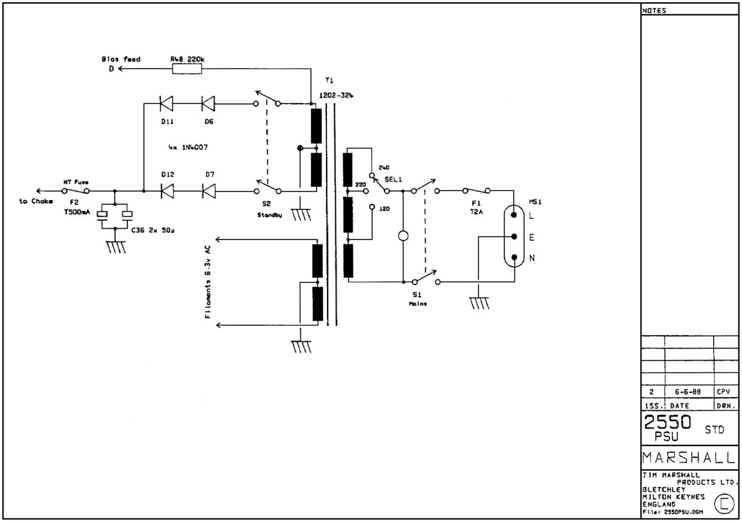 Marshall 2550 Psu Schematic