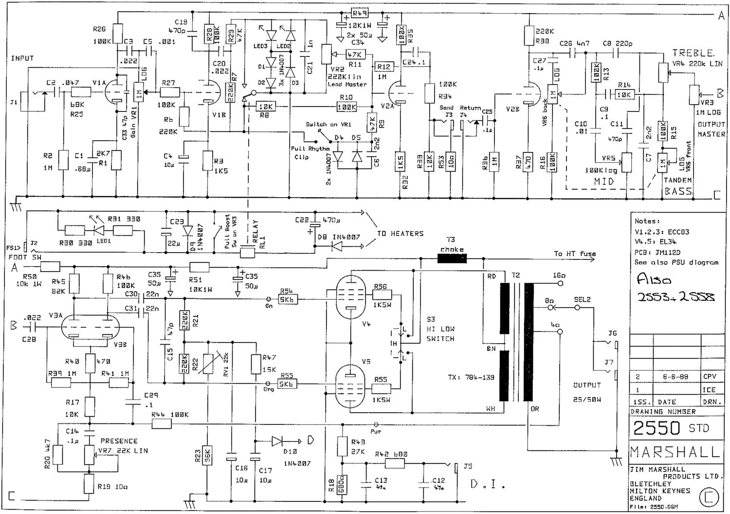 Marshall 2550 Schematic