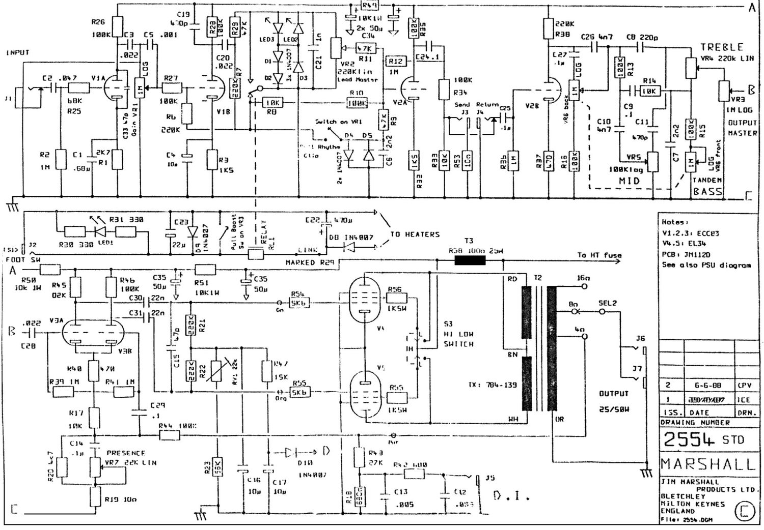 Marshall 2554 Amp Schematic